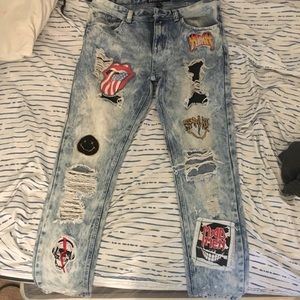 Acid wash patches jeans